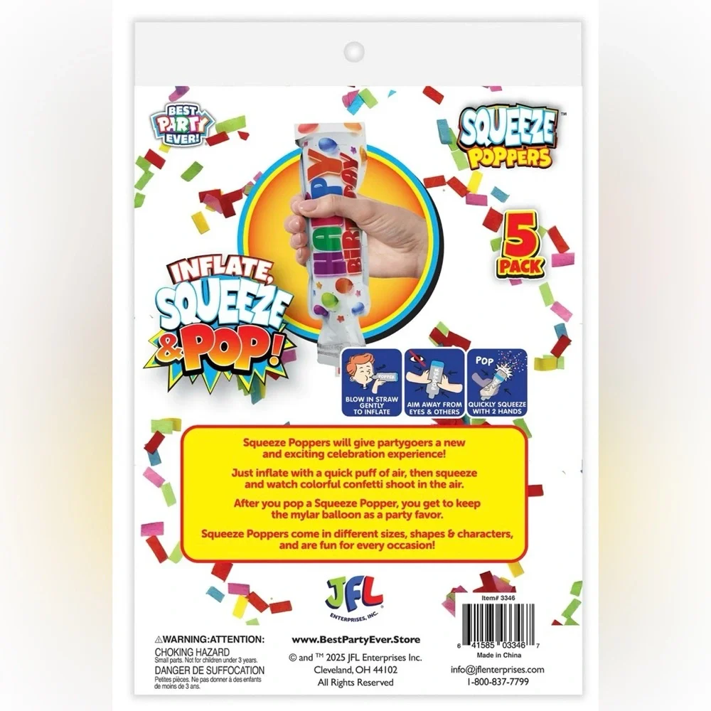 Confetti Party Poppers - Multicolor 5 pack
