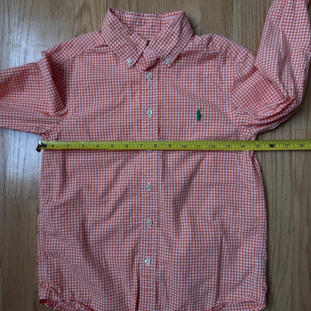 Ralph Lauren Orange Gingham Shirt Boys Size 8