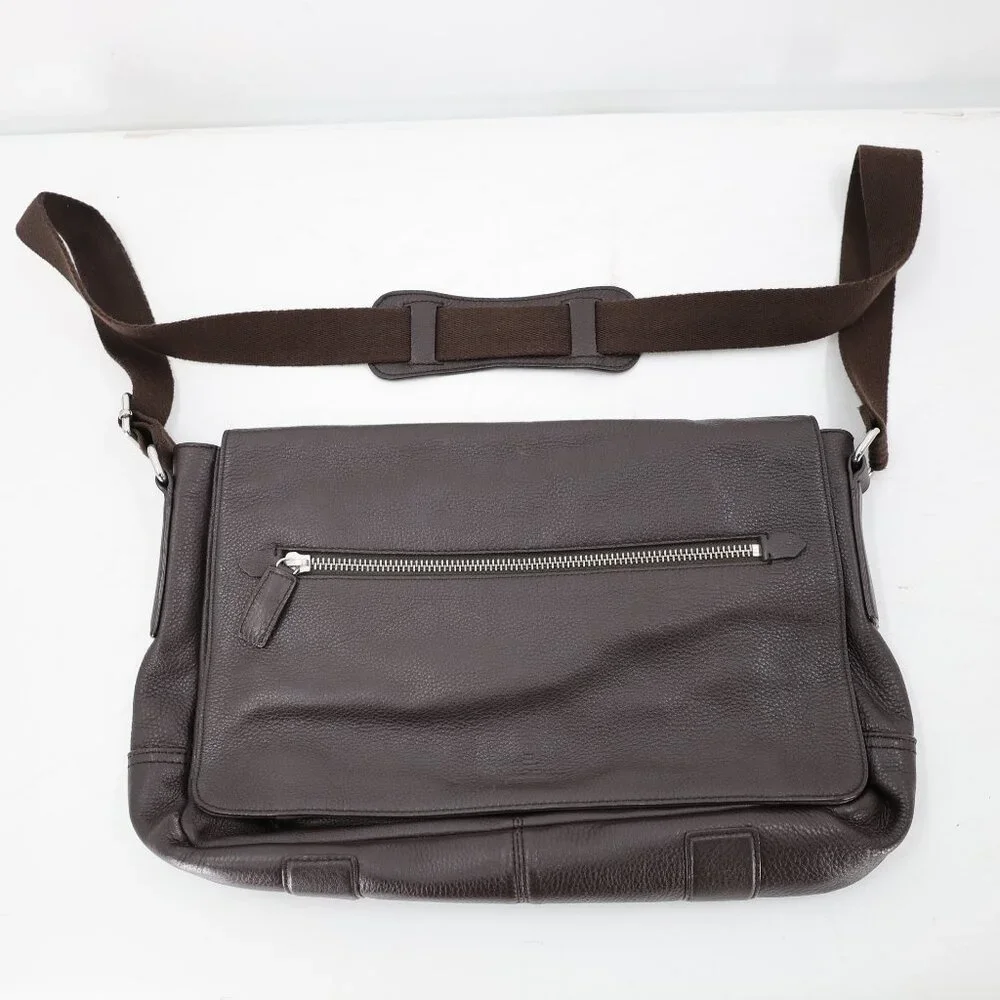 Banana Republic Messenger Bag Mens One Size Greyson Cow Leather Brown strap