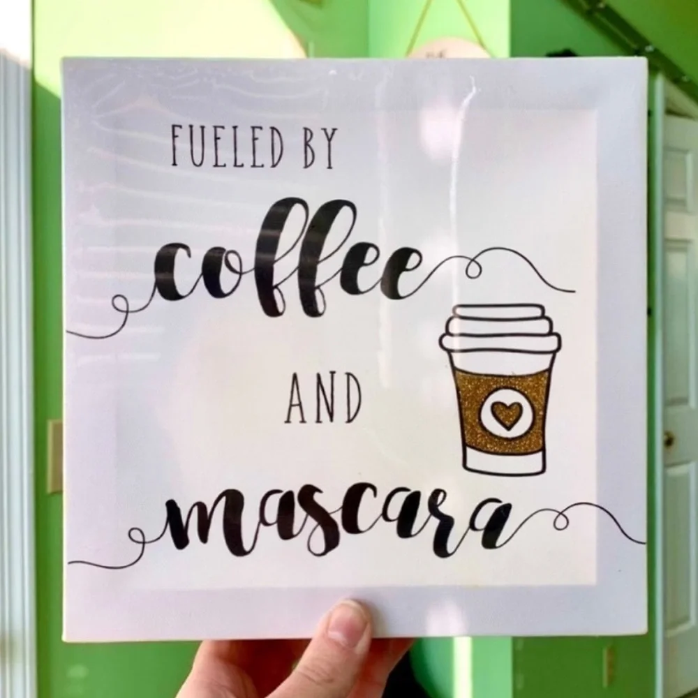 NEW Coffee Latte Tea Lover Mascara Make Up Women's Cute Canvas Wall Decor