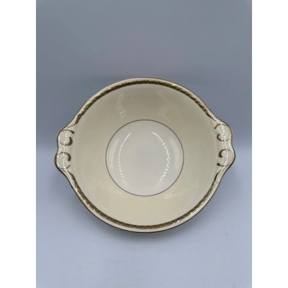 Homer Laughlin Eggshell Georgian Serving Bowl Cream & Gold Scalloped Edge 1930s