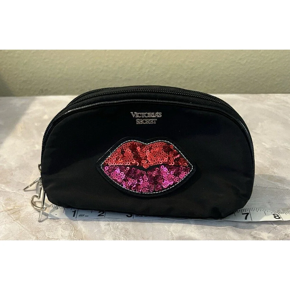 Victoria's Secret Runway Patch On-The-Go Beauty Makeup Cosmetic Bag Pouch Sequin