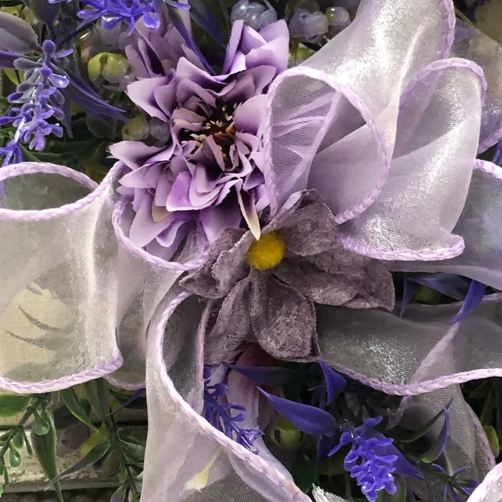 Lavender Holiday Wreath with Ribbon