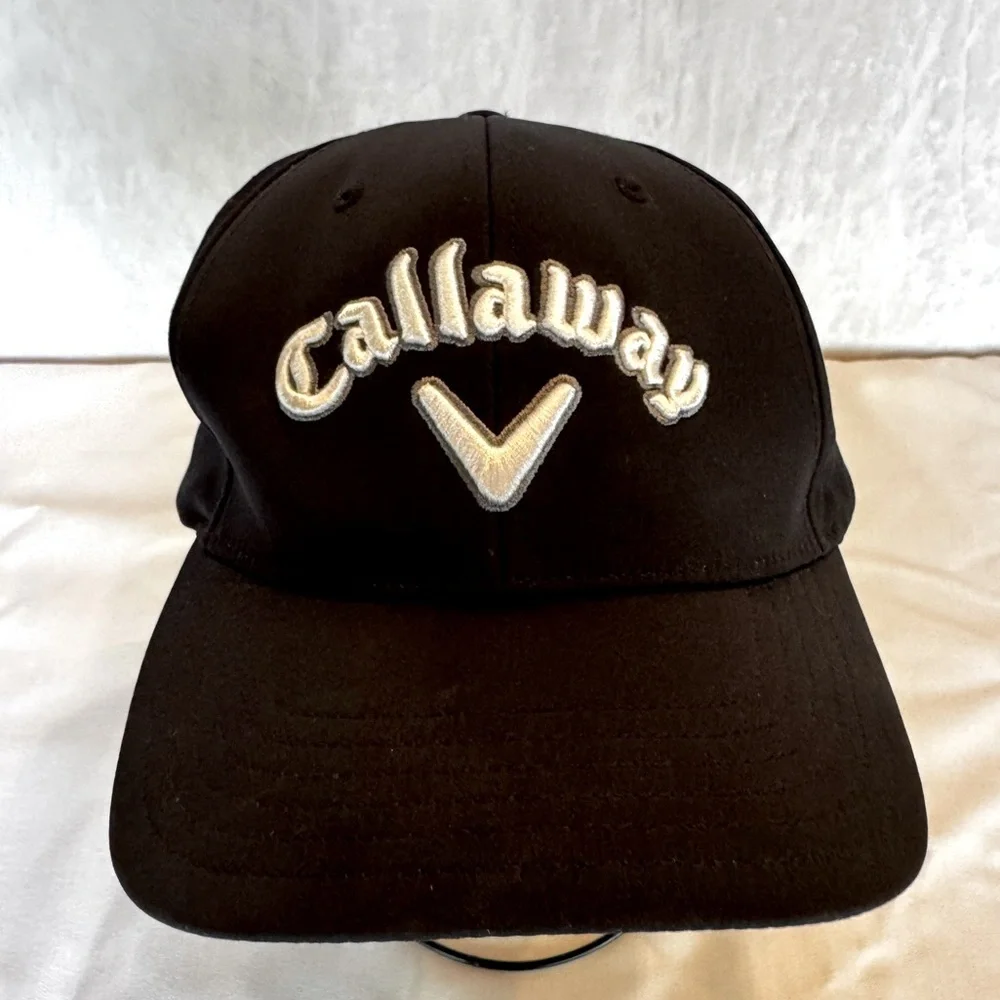 Callaway Golf XSpann Black Fitted Black Ball Cap Hat size L/XL Mesh Embroidered