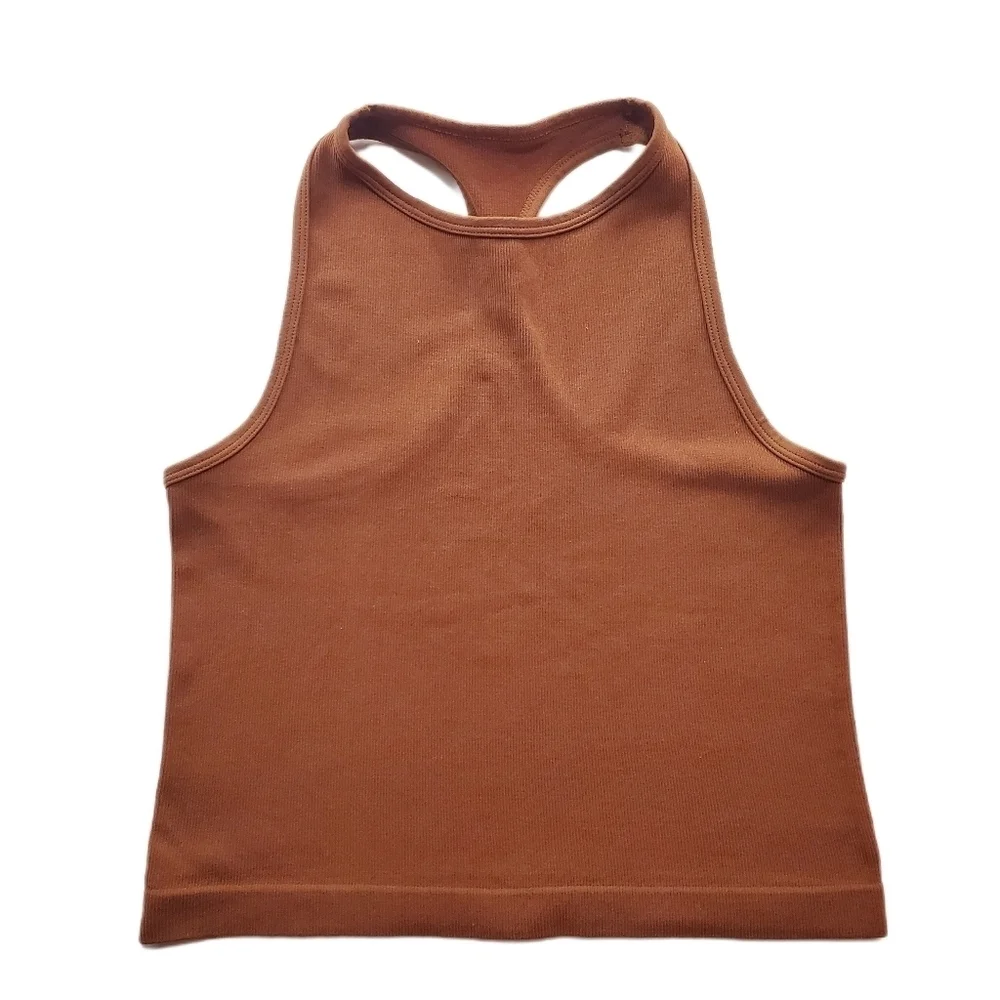 FREE PEOPLE 'Intimately' Nutmeg Brown Racerback Sleeveless Crop Top Tank XS / SM