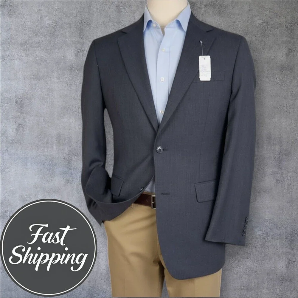 JOS A BANK Tailored Fit Mens 40L Gray Wool Blazer Sport Coat Two Button Jacket