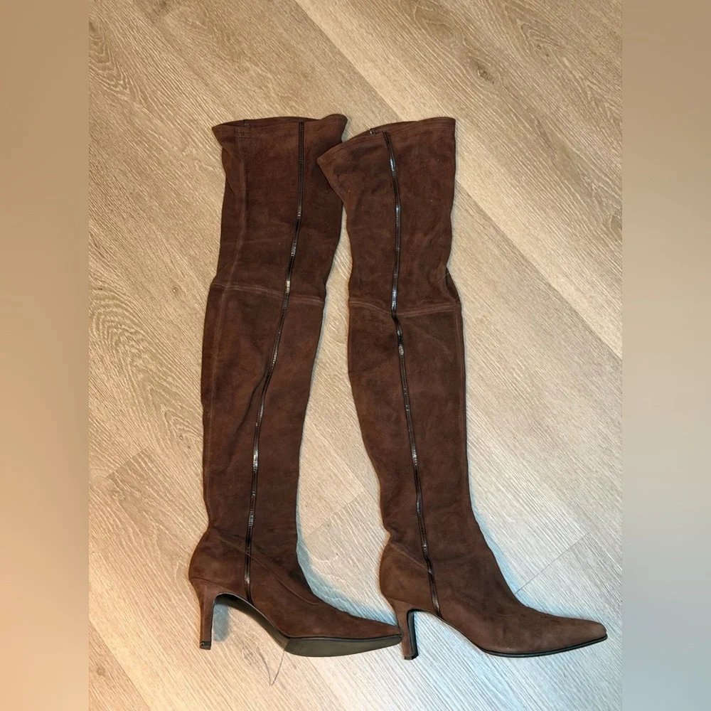 Salvatore Ferragamo Brown Suede Over-the-Knee Boots Size 38