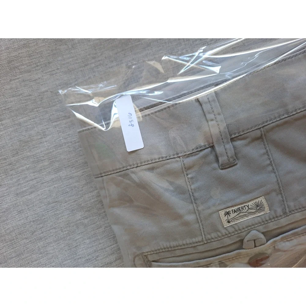 Faherty Brand Men 32 Classic Blended Cotton Chino Style-Shorts Pattern Lined SEE