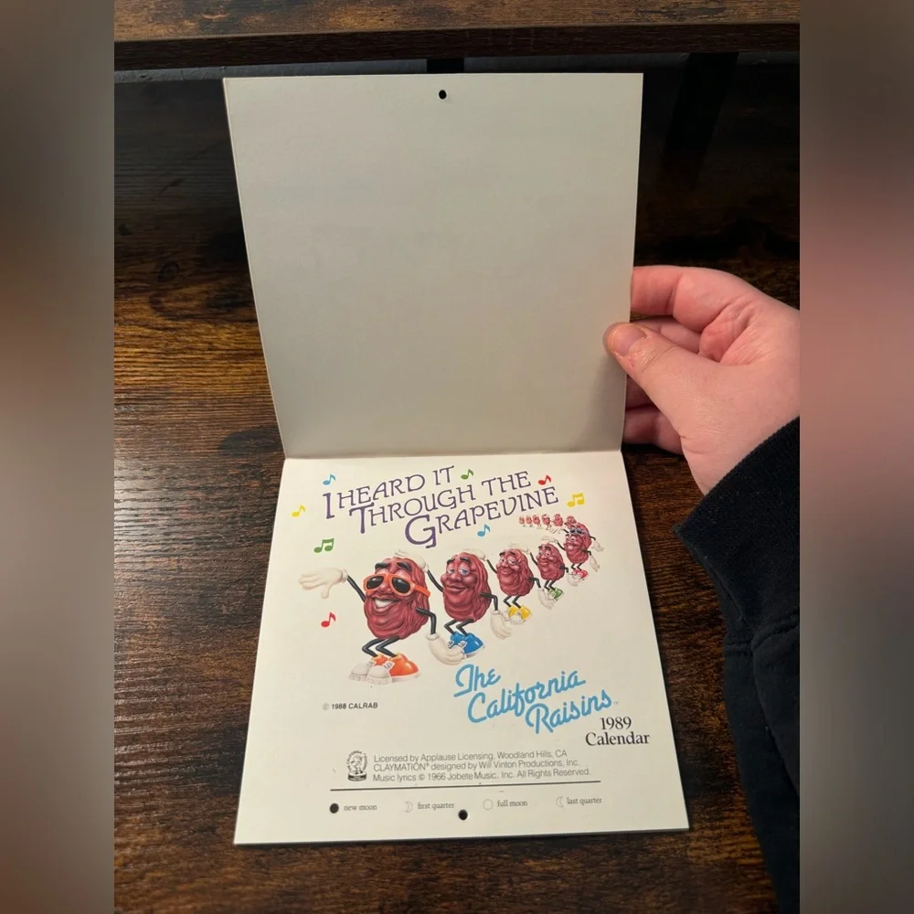 Vintage The California Raisins 1989 Mini Calendar