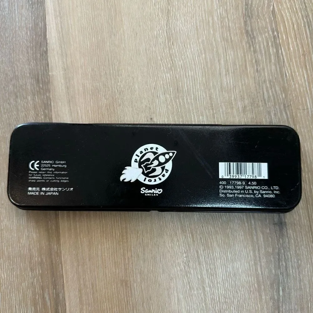 Vintage 1997 Sanrio Planet Patrol Alien Daba Black Pencil Case Tin