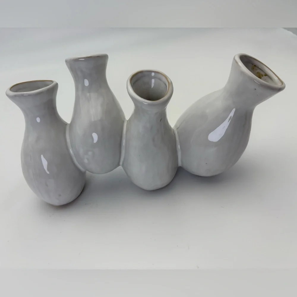 Multi-Vase Cream/White Ceramic/Pottery Style Vase Set