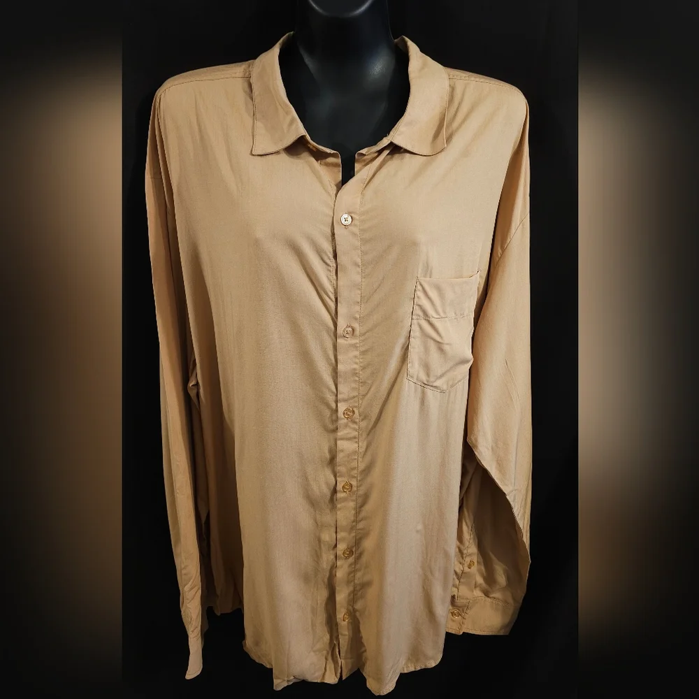 Skims Cover-ups Long Sleeve Button-up Shirt Ochre Size 2X TP-SHR-3483