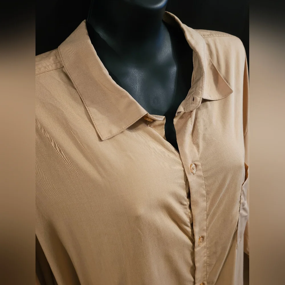 Skims Cover-ups Long Sleeve Button-up Shirt Ochre Size 2X TP-SHR-3483