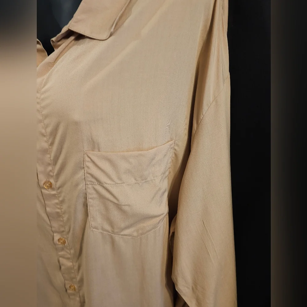 Skims Cover-ups Long Sleeve Button-up Shirt Ochre Size 2X TP-SHR-3483