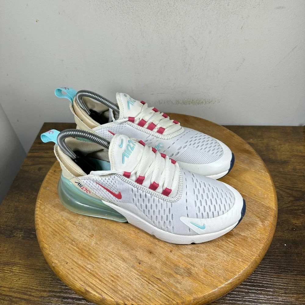 Nike Air Max 270 Women US 7.5 White Pink Teal Running DQ4698-100