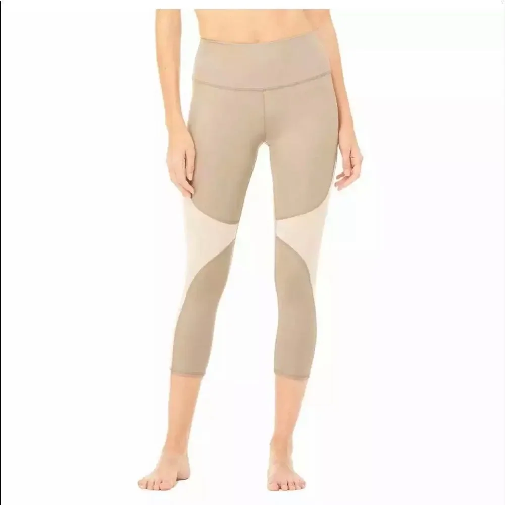 Alo yoga high waist Capri tan mesh legging