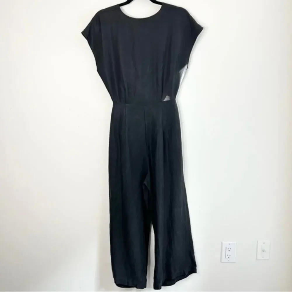Aritzia Wilfred Brax Linen Blend Cut Out Jumpsuit Women's Size 2 Black Wide Leg