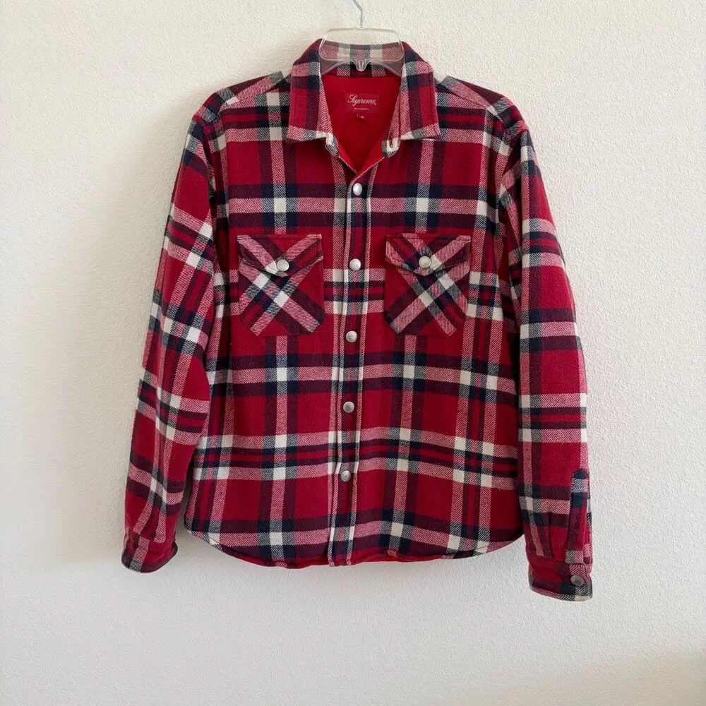 Supreme Plaid Quilted Shirt Jacket Red Flannel Men’s M Streetwear Box Logo