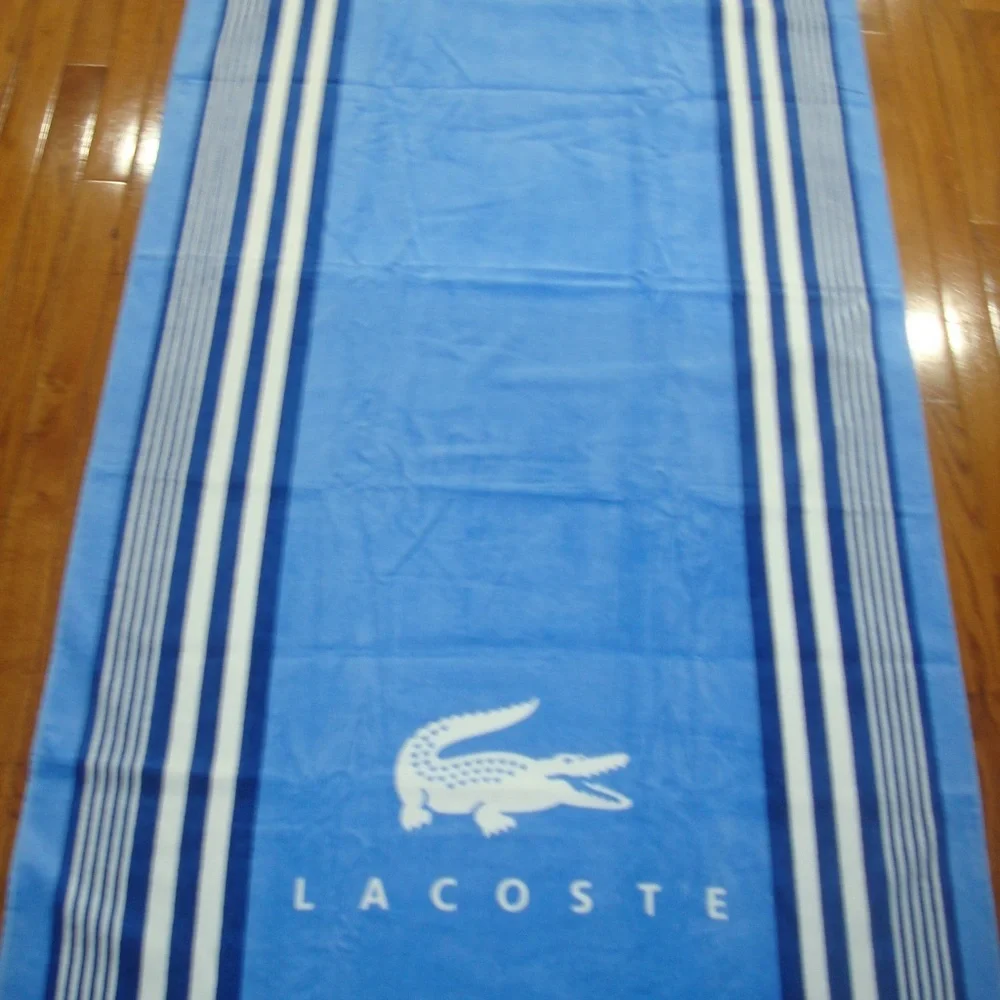 LACOSTE BLUES & WHITE BEACH TOWEL 36 x 72 IN.