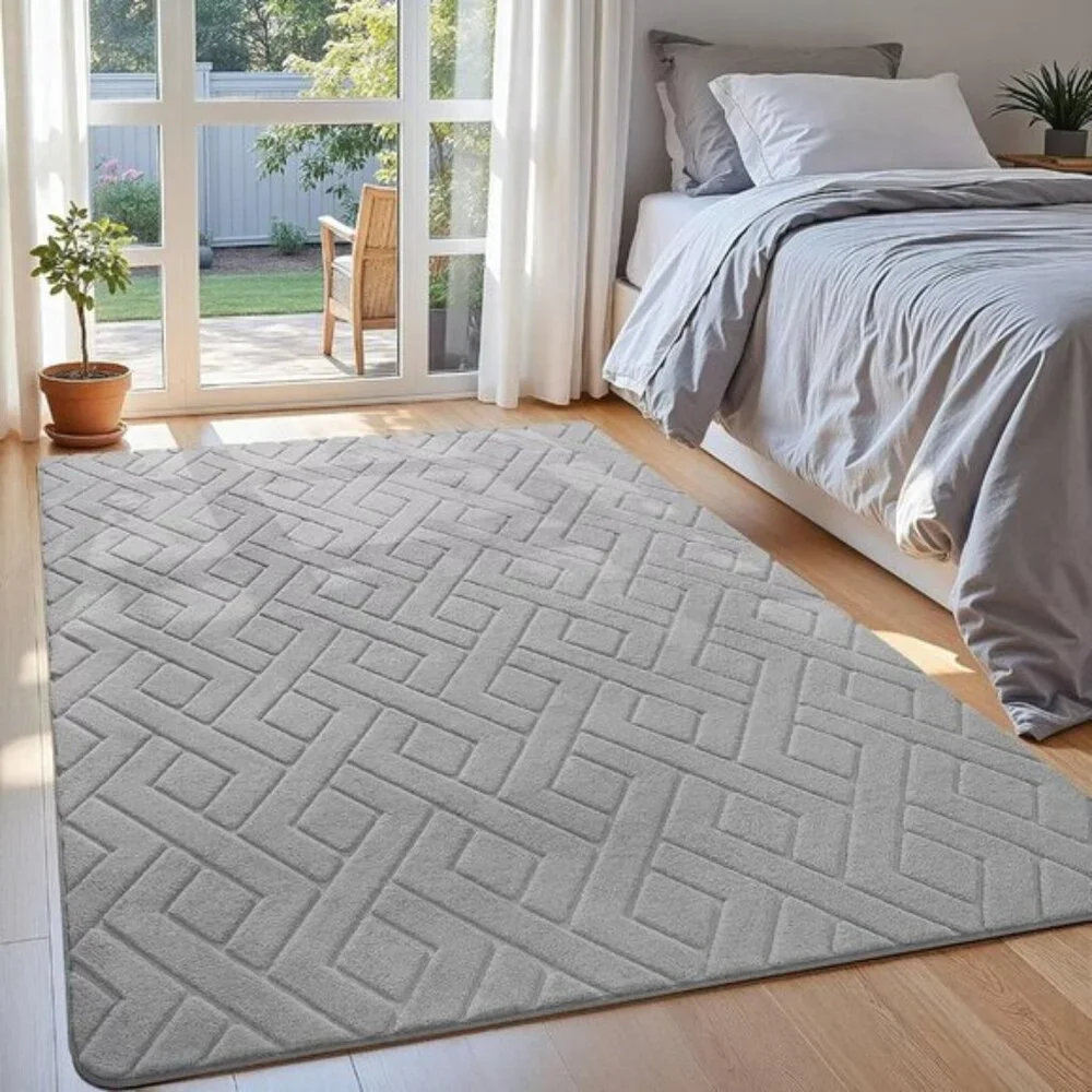 New 3x5 Ultra Soft Grey Shag Rug Modern Washable Carpet for Bedroom Nursery