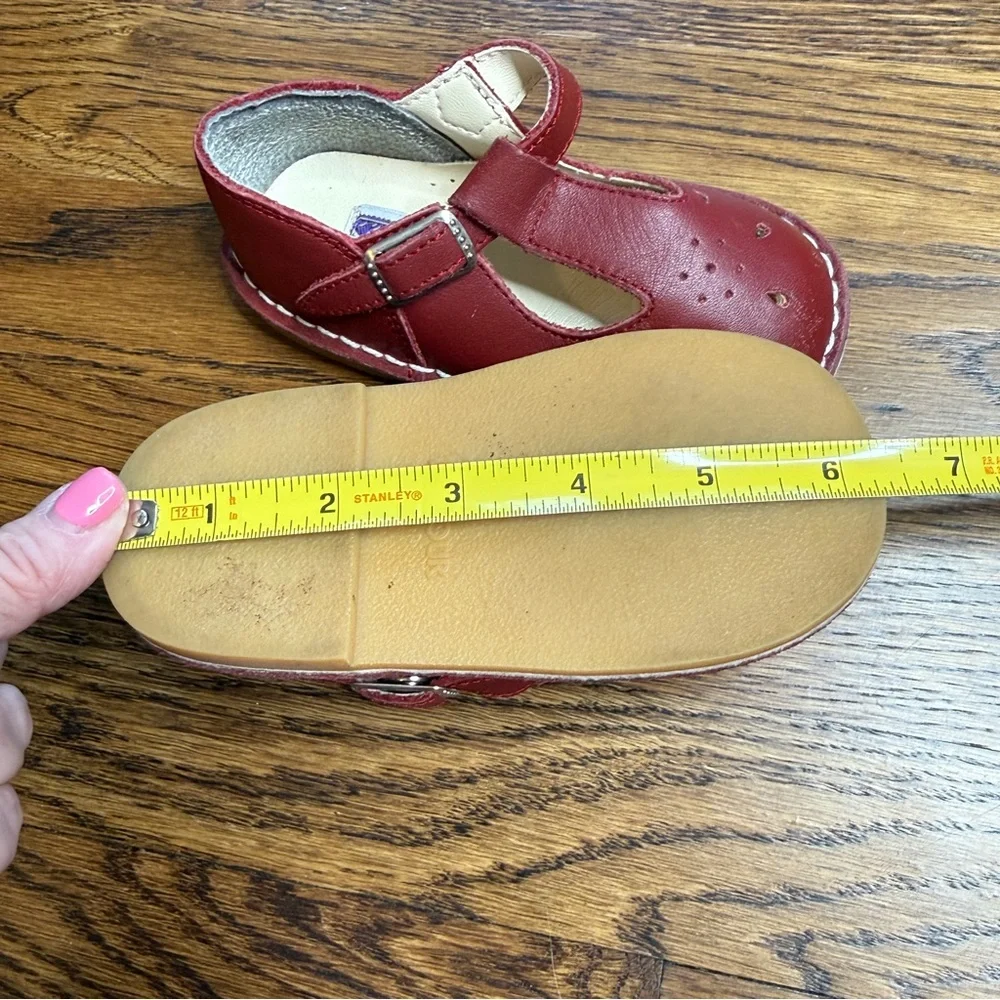 L'Amour Girls Joy Red Leather T-Strap Mary Kanes Kids Dress Shoes 8-9