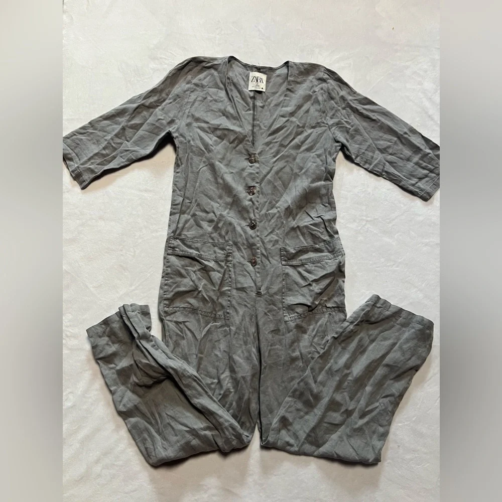 Zara Lilian linen gray jumpsuit