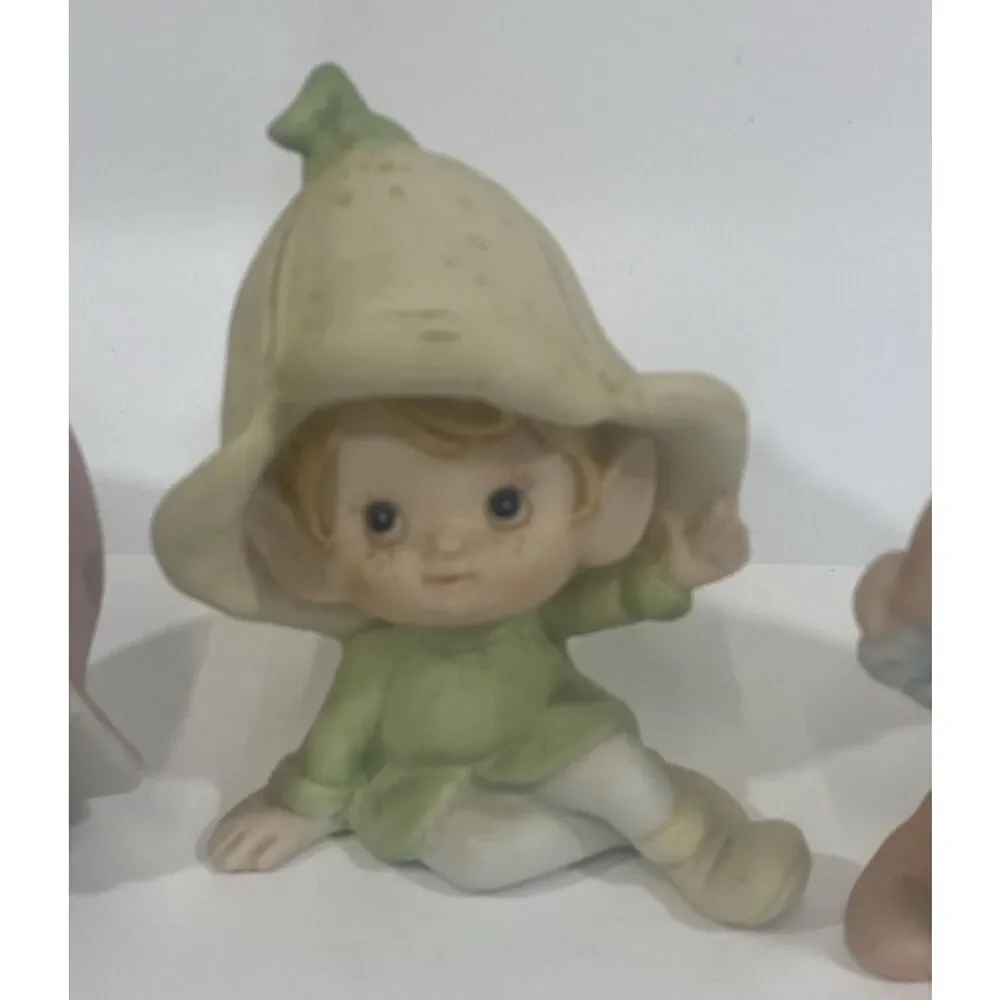 Vtg 70s Lot (3) Homco FigurinesGarden Flower Pixies Fairies Elves 5213 3515 5615