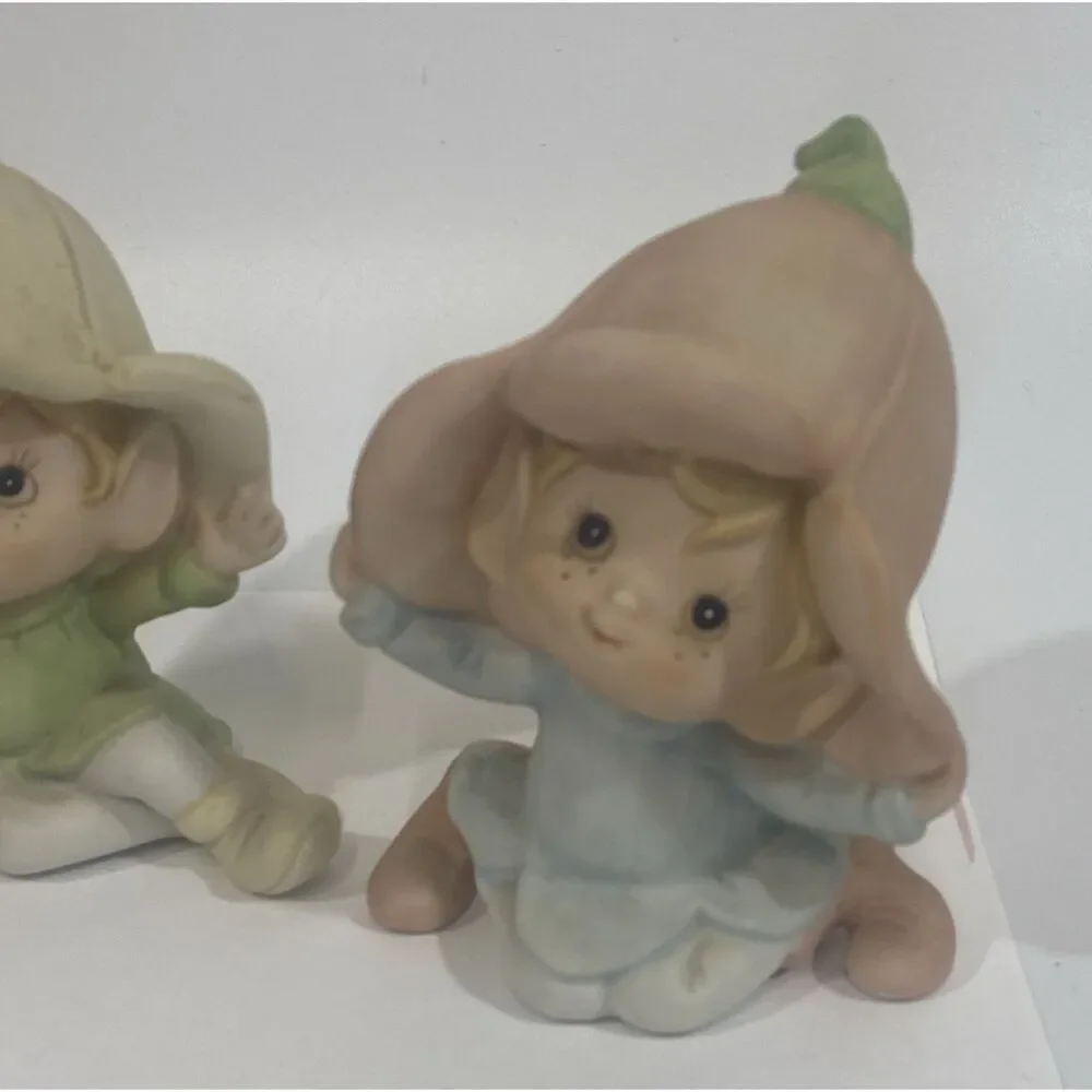 Vtg 70s Lot (3) Homco FigurinesGarden Flower Pixies Fairies Elves 5213 3515 5615