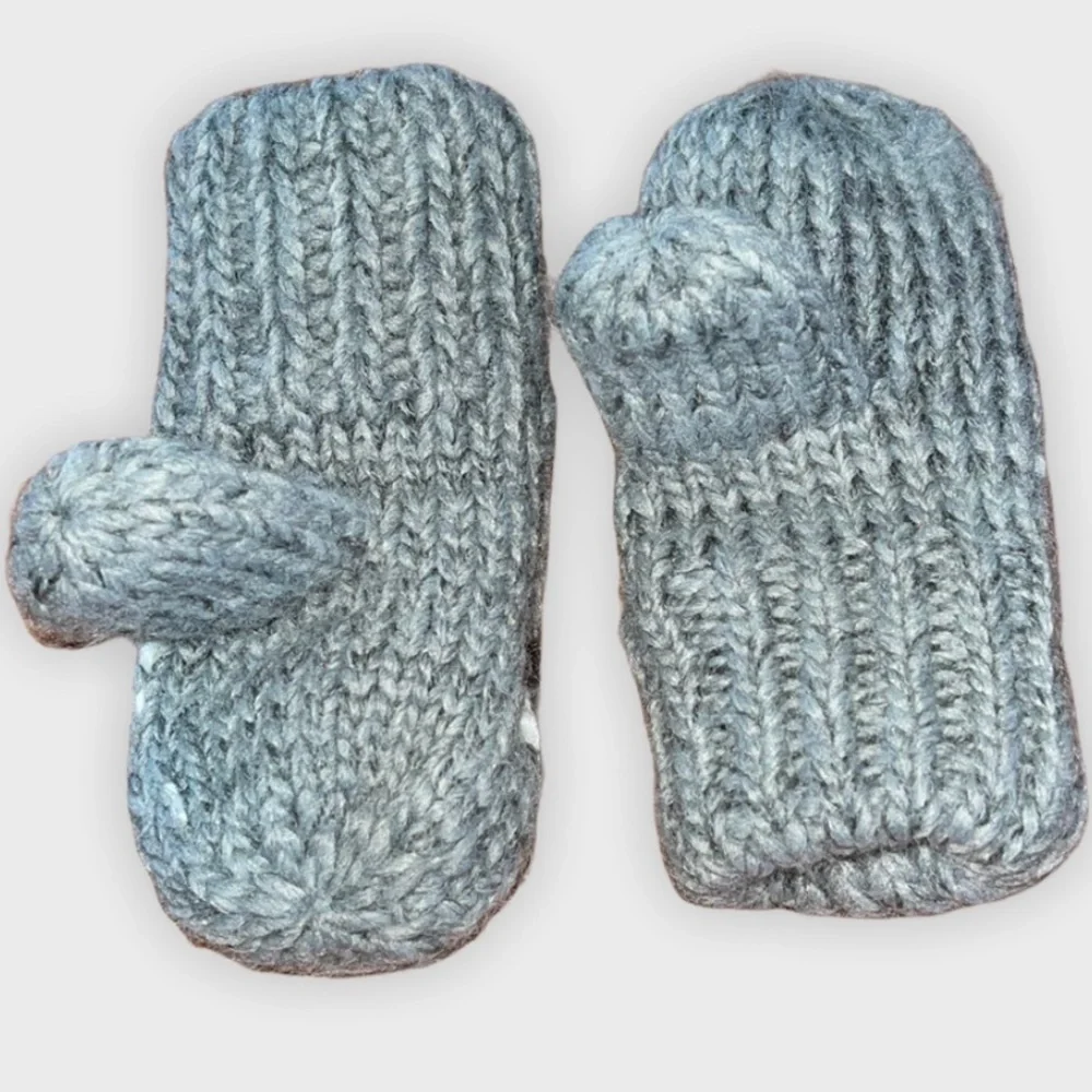Gray Raccoon Knitted Warm Toddler Mittens