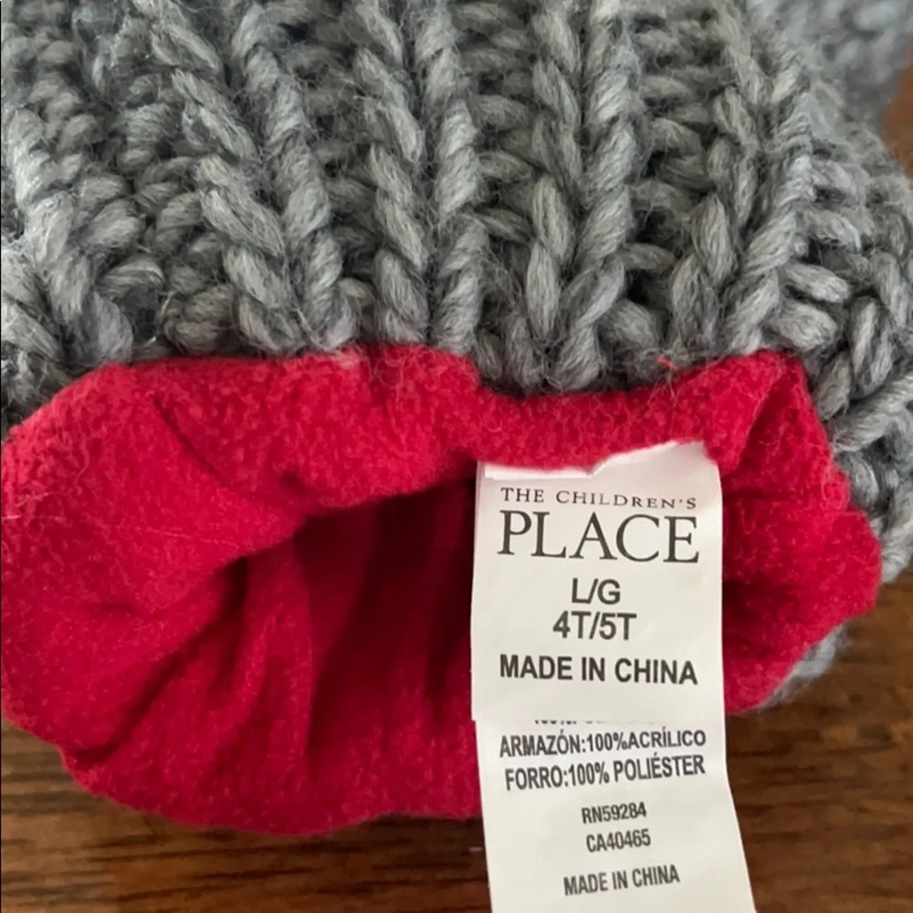 Gray Raccoon Knitted Warm Toddler Mittens