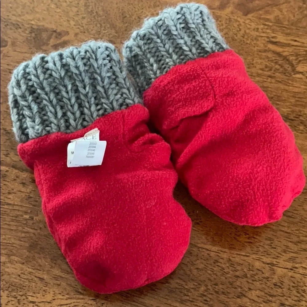 Gray Raccoon Knitted Warm Toddler Mittens