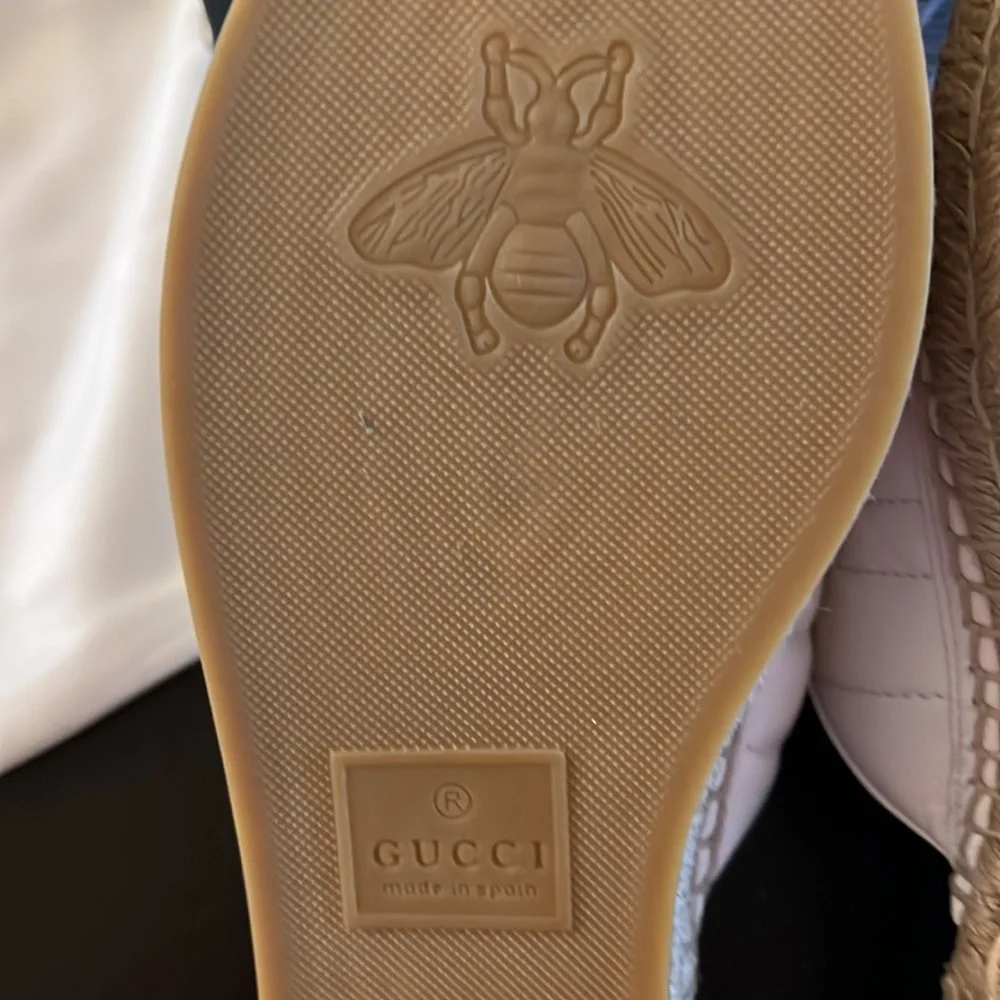 GUCCI Marmont Double G Espadrilles Nappa Charlotte White EUR 41 US 10