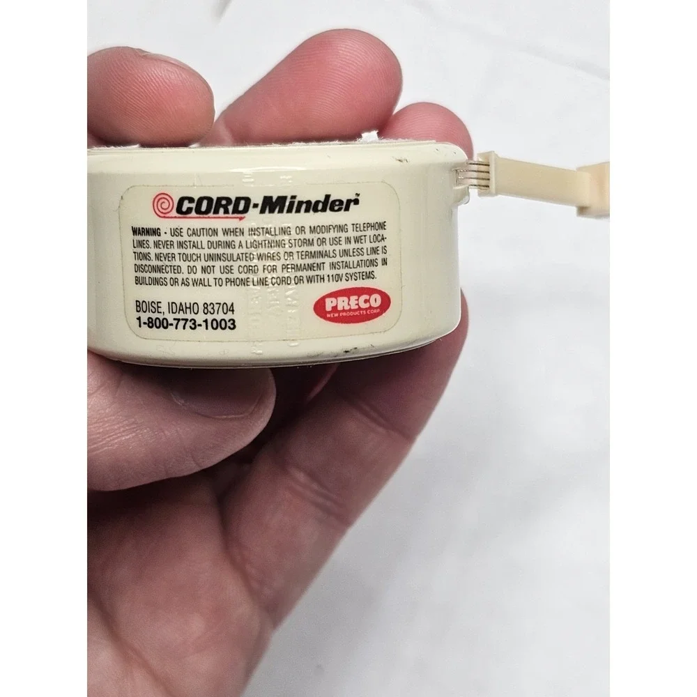 Vintage CORD-Minder Telephone Line Cord Retractor by Presco Beige