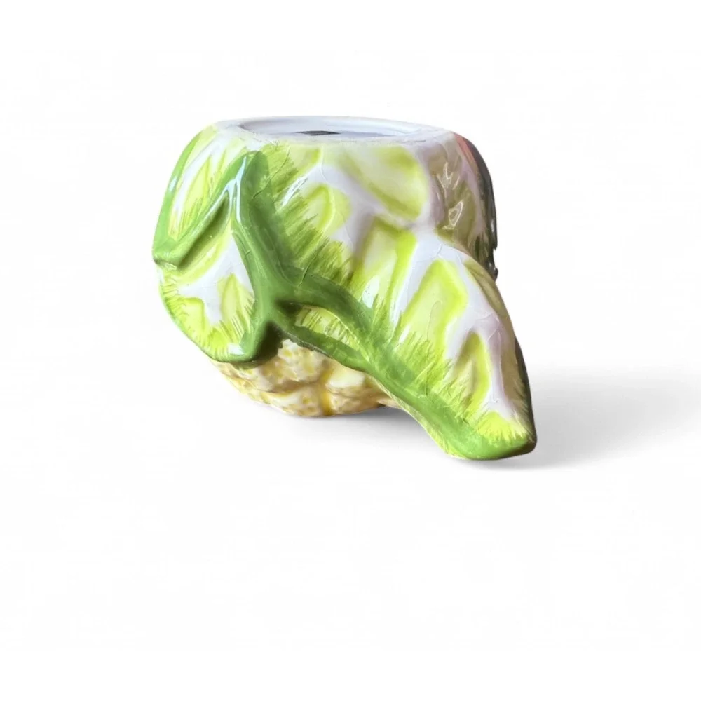 Miniature Cauliflower Ceramic Teapot Green and Cream Vegetable Novelty Decor