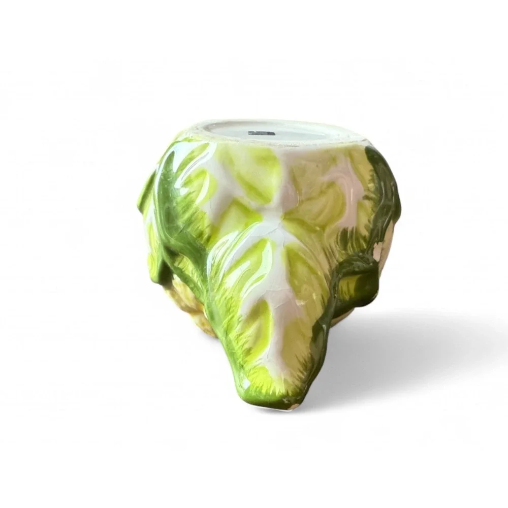 Miniature Cauliflower Ceramic Teapot Green and Cream Vegetable Novelty Decor