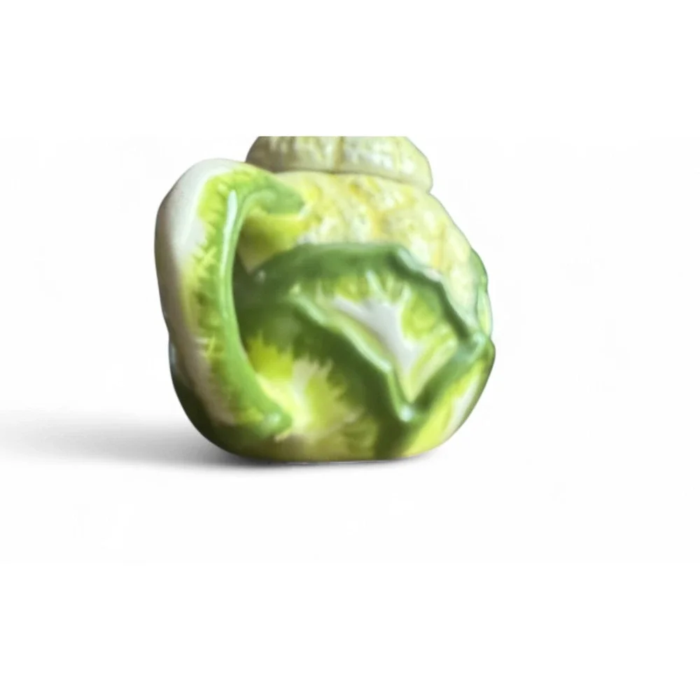 Miniature Cauliflower Ceramic Teapot Green and Cream Vegetable Novelty Decor