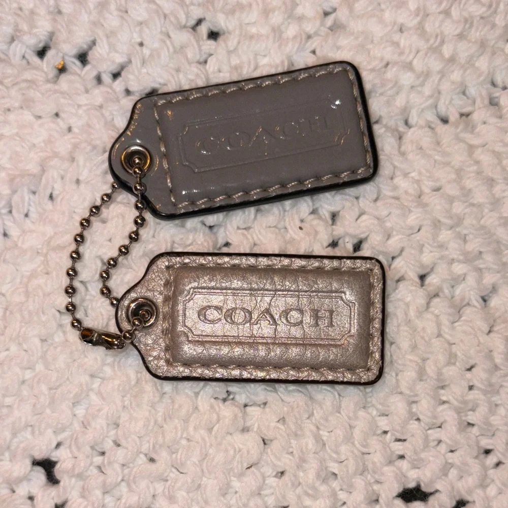 Coach Metallic and Gray Bag Hang Tag Duo