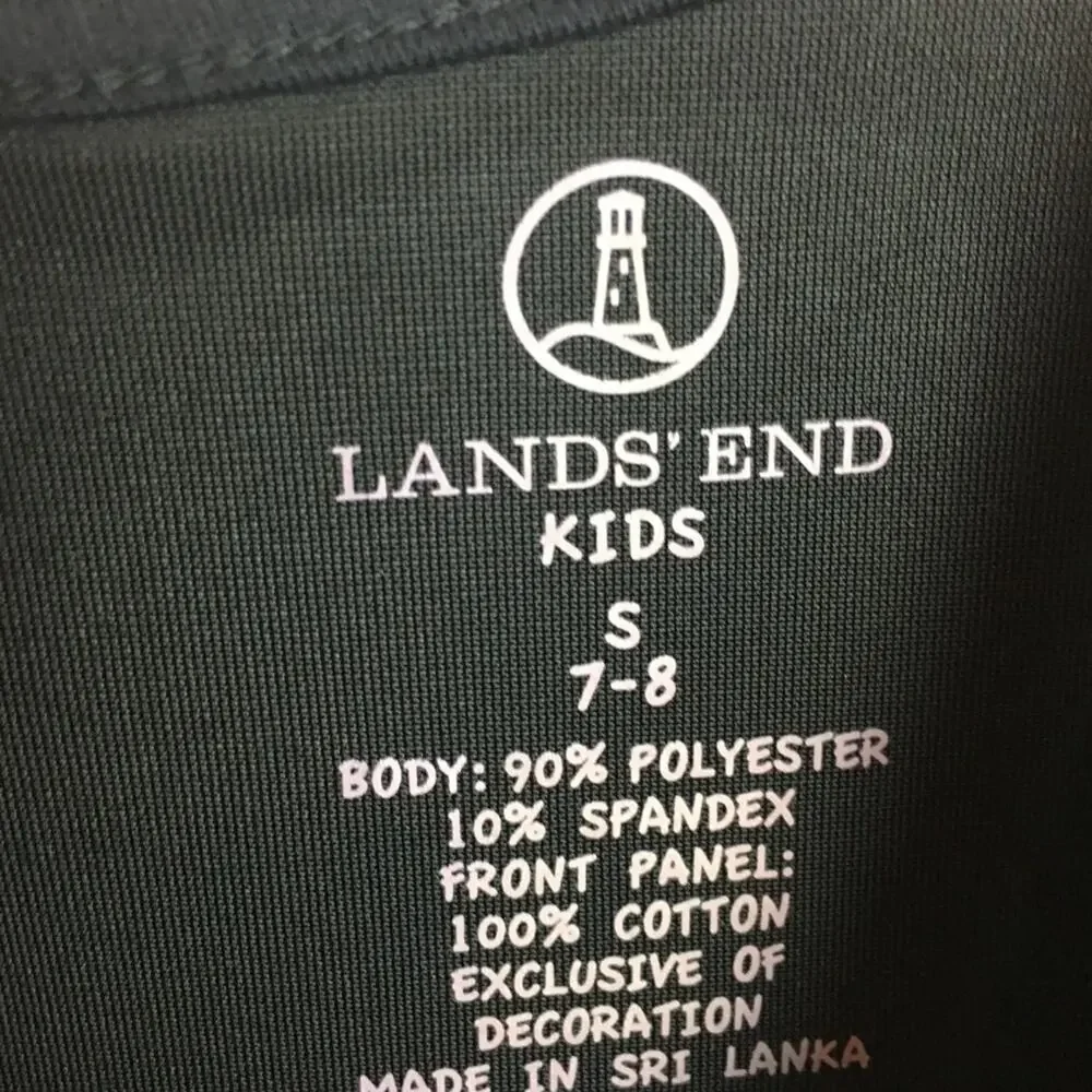 Lands' End Girls Black Velour Sequined Long Sleeve Dress 7-8