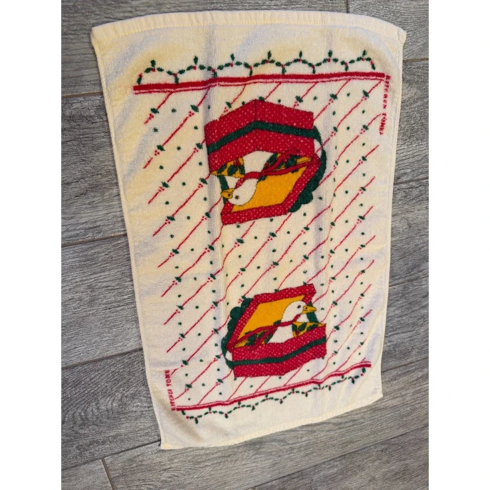 Christmas Kitchen Bath‎ Towel Dish Hand Goose Geese Floral Retro MCM Vintage
