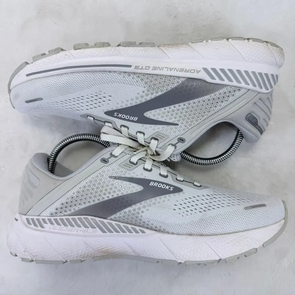 Brooks Adrenaline GTS 22 Womens Running Shoes Size 9.5 White Grey Athletic