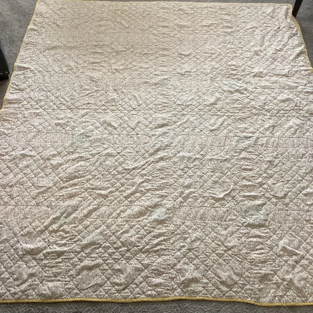 Vintage Maple Leaf Quilt Yellow Blue 76”x86”