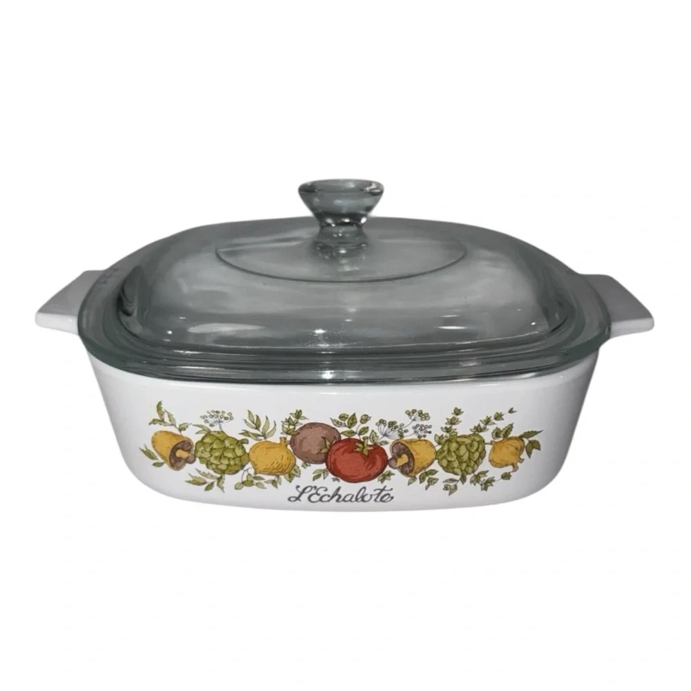 Vintage Corning Ware A-1-B Spice Of Life 1 Quart L’Echalote Dish w/ Lid 7