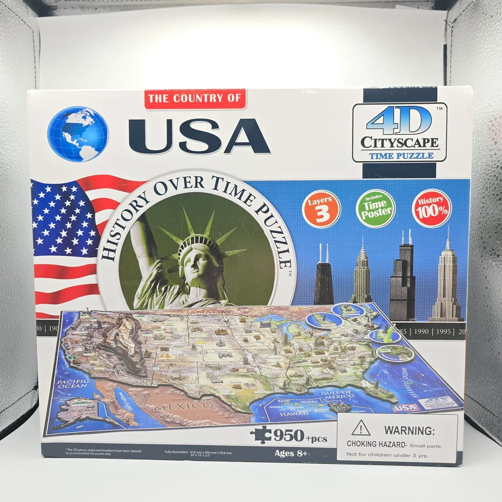 NIB 4D Cityscape Time Puzzle The Country of USA 950+ Pieces, 24