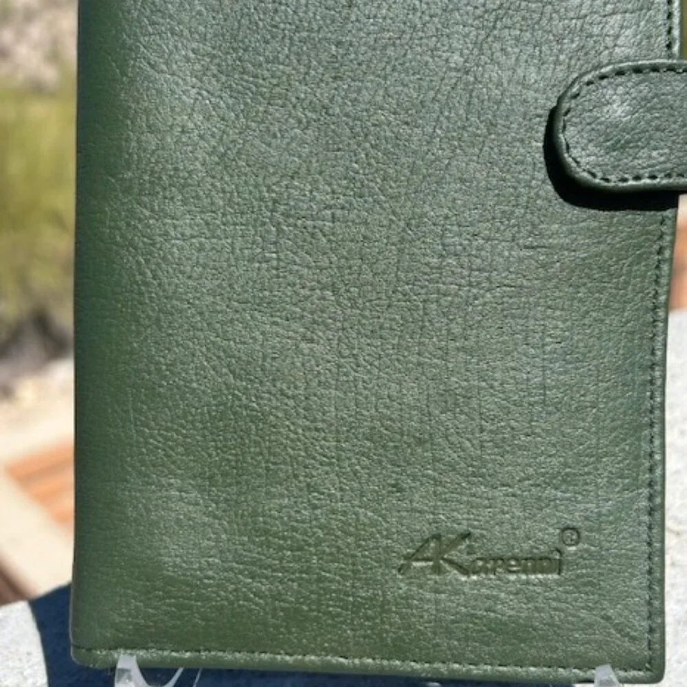 AKarenni Green Leather Mexico Designer Large WALLET