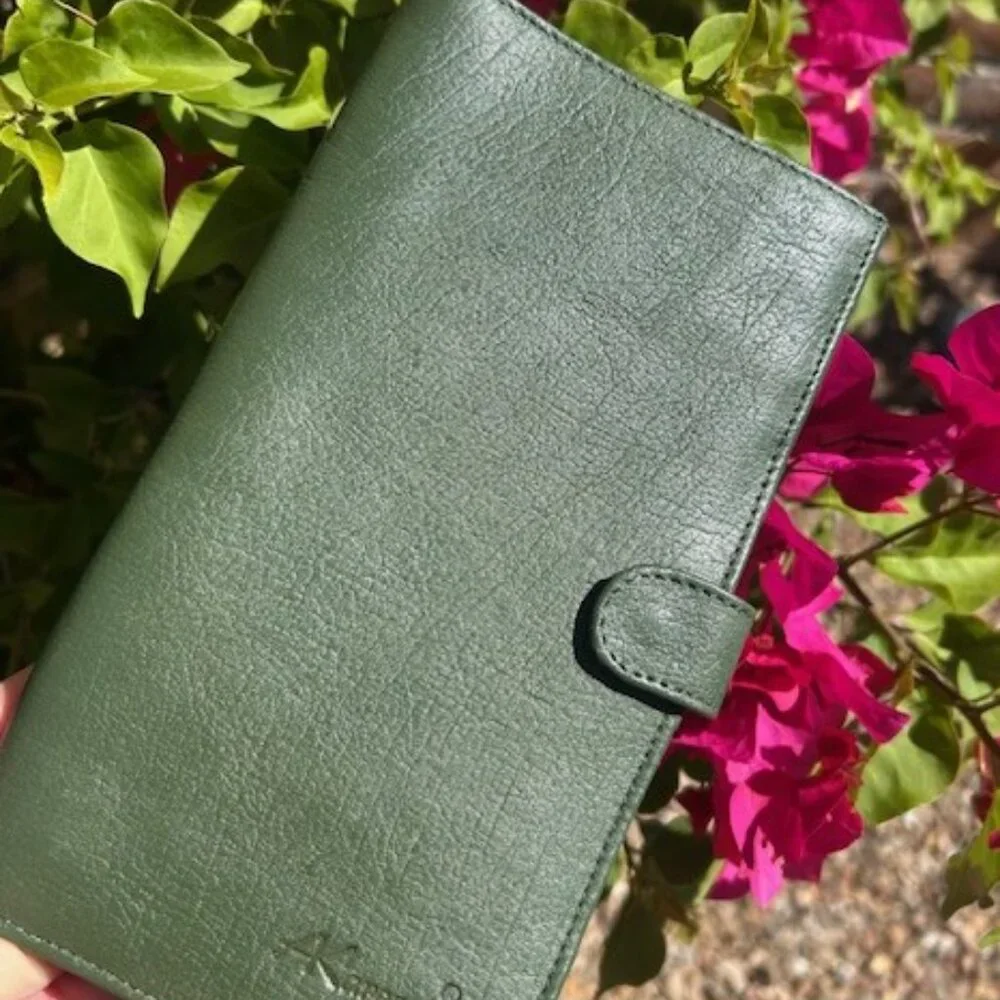 AKarenni Green Leather Mexico Designer Large WALLET