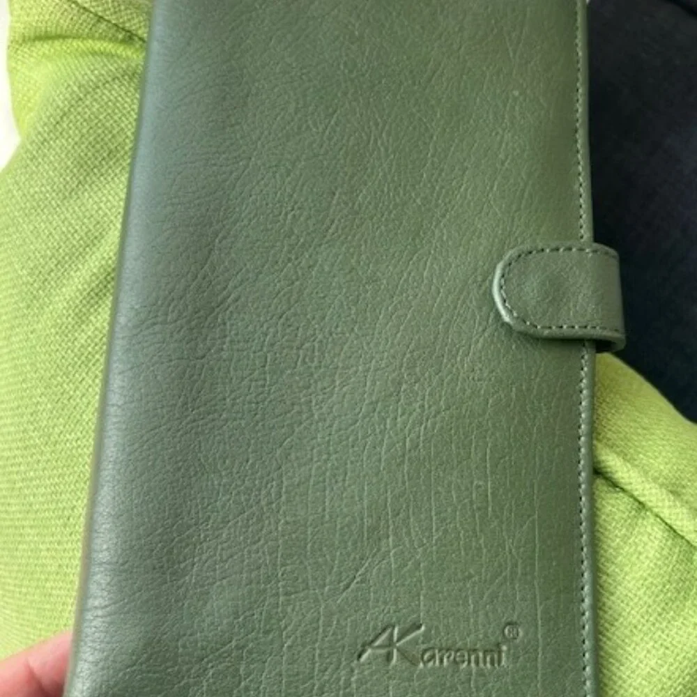 AKarenni Green Leather Mexico Designer Large WALLET