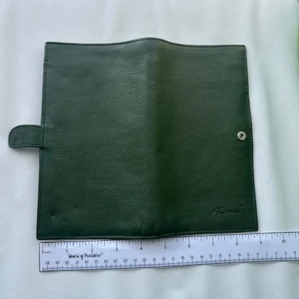 AKarenni Green Leather Mexico Designer Large WALLET