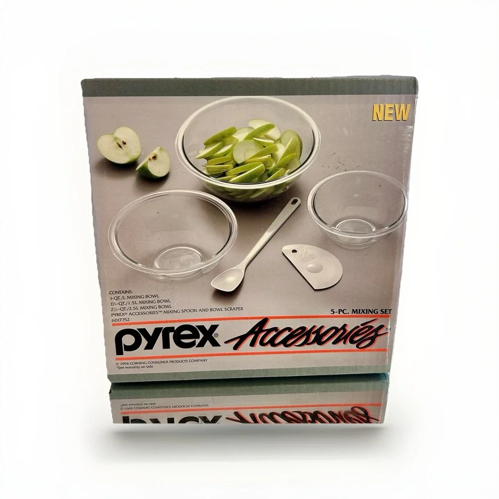 Pyrex Designs VTG 1994 5 Piece Mixing Serving Bowl Set‎ Corning (Factory Sealed)