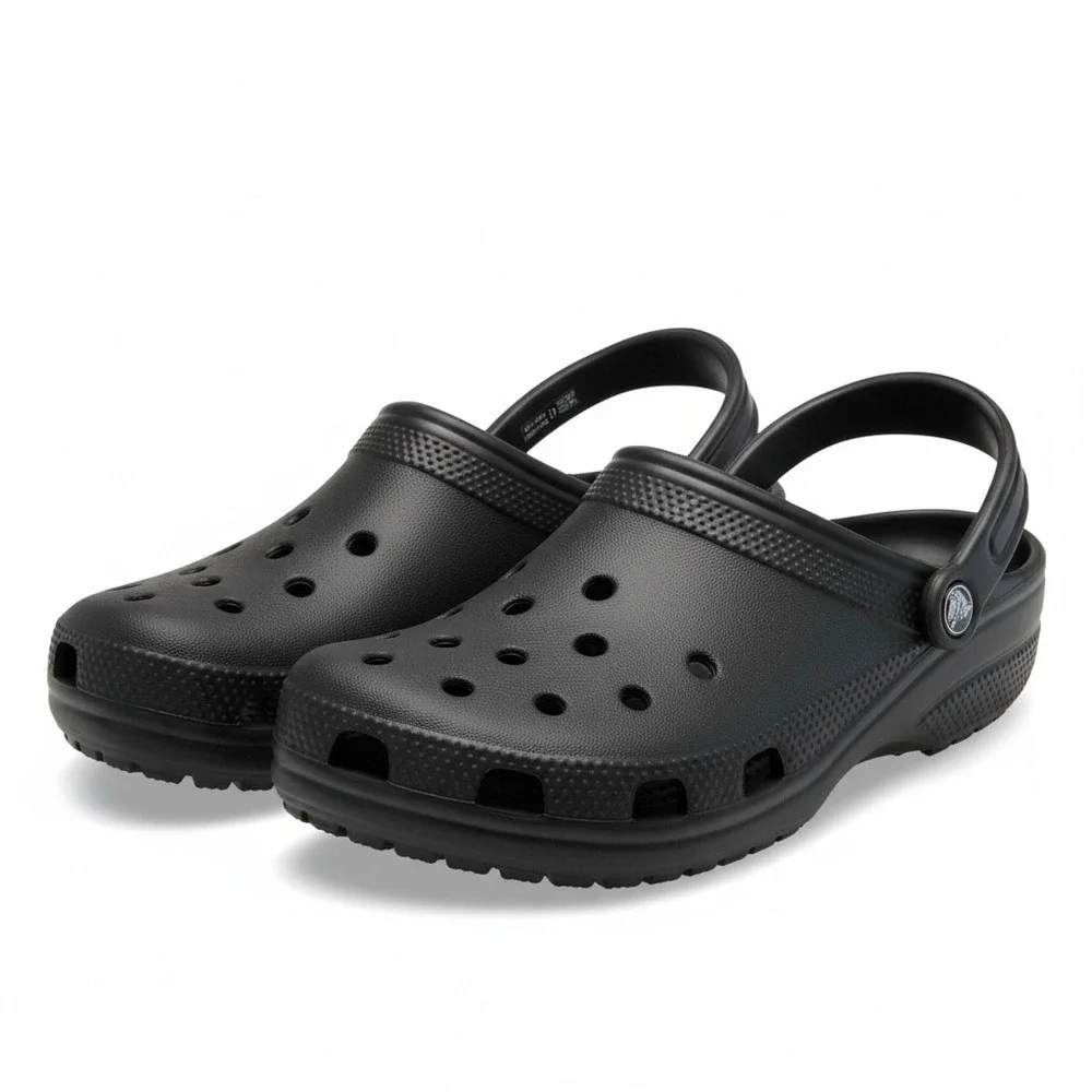 Crocs Classic Clog Black Men Size 8 Women's 10 Wide Slip‎ On Casual Shoes