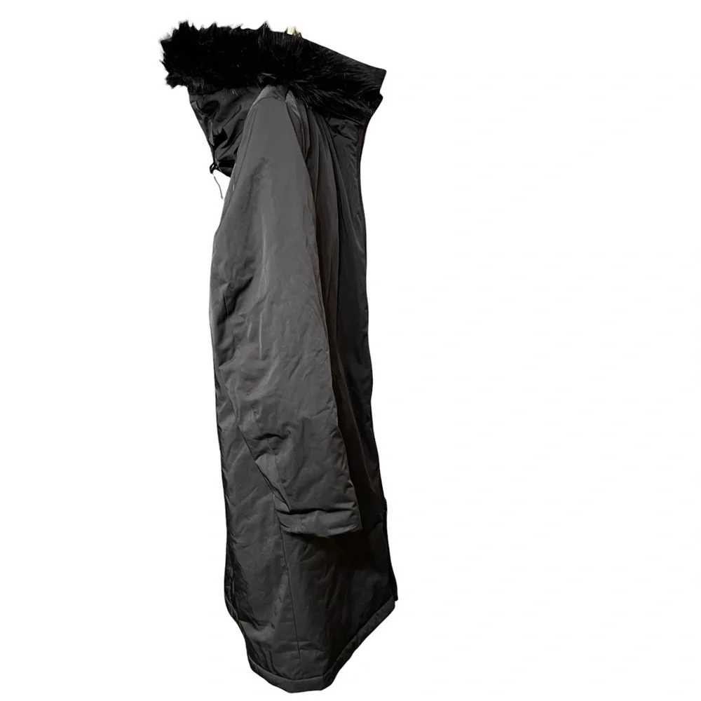 Zara‎ Man Black Faux Fur Hooded Zipper Front Windbreaker Coat Size M